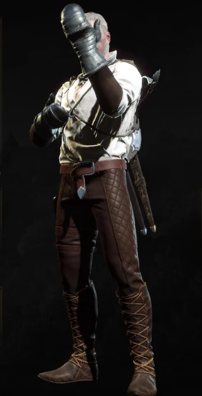 Geralt wearing Axeman's gauntlets