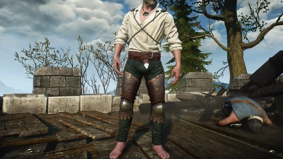 Geralt wearing Axeman's trousers