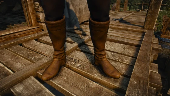 Geralt wearing Campaigner's boots
