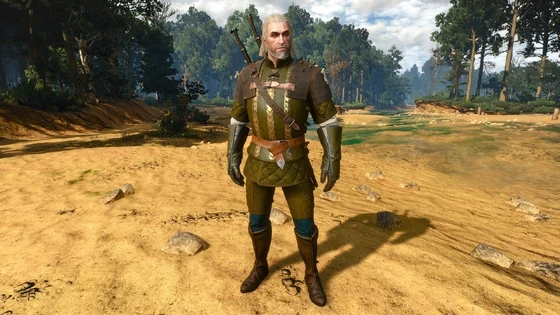 Geralt wearing Griffin gauntlets