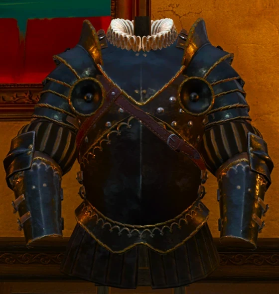 Geralt wearing Nilfgaardian guardsman armor