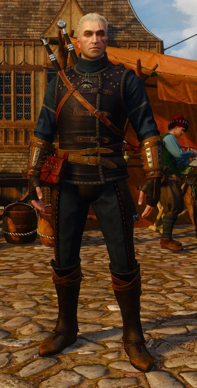 Geralt wearing Enhanced Feline armor