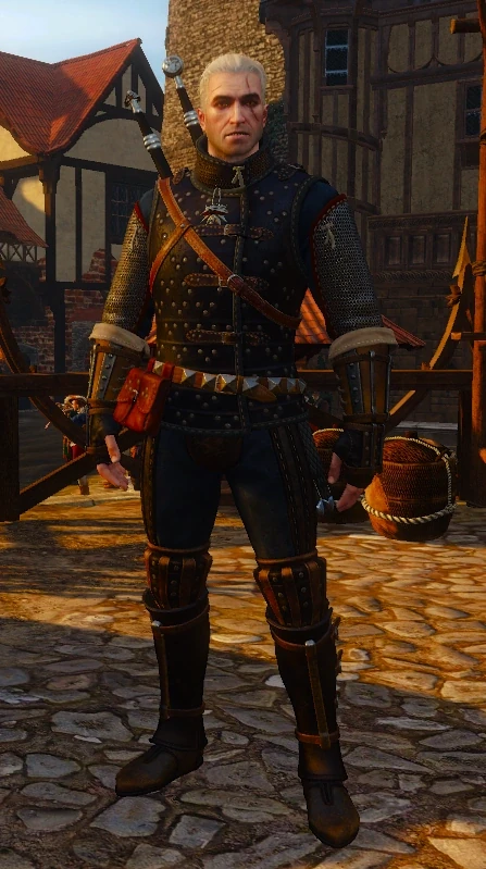 Geralt wearing Superior Feline armor
