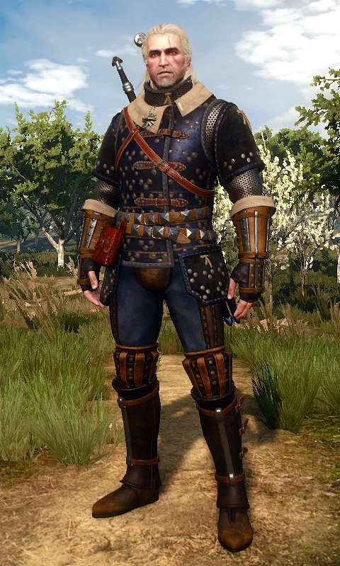 Geralt wearing Mastercrafted Feline armor