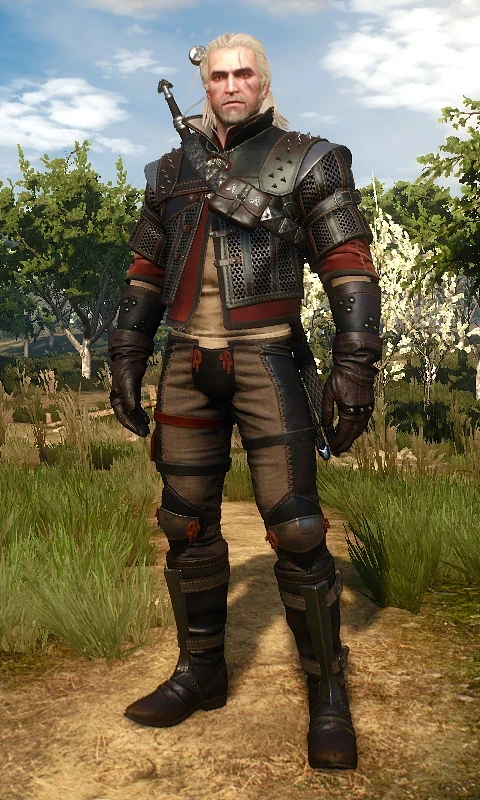 Geralt wearing Mastercrafted legendary Wolven armor