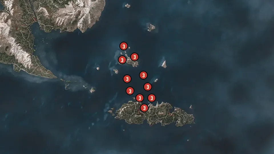 Map of the Regatta: Rally of the Wrecks objectives around Harviken