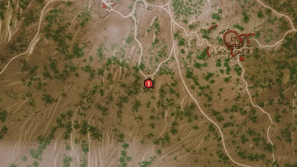 Map of the The Inconstant Gardener objectives around Tesham Mutna Ruins