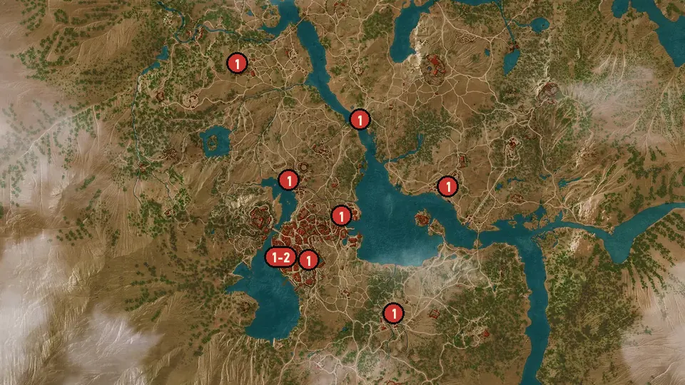Map of the Gwent: Never Fear, Skellige's Here objectives around Castel Ravello Vineyard, The Gran'place