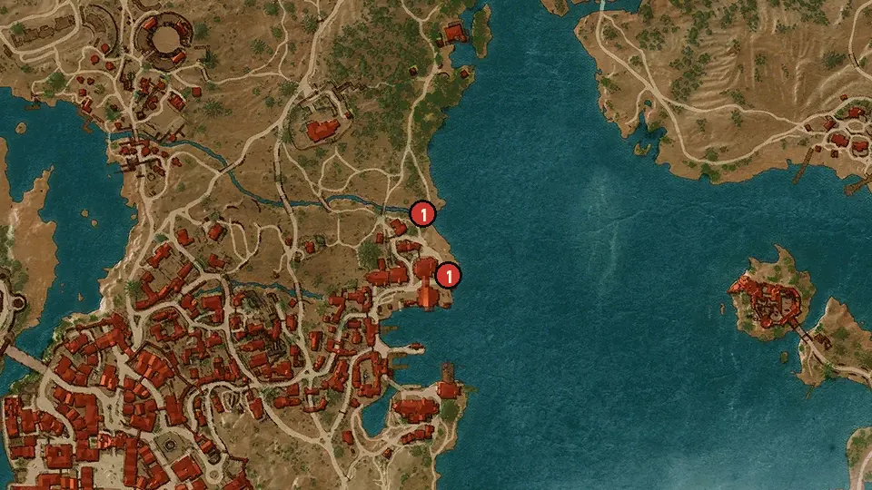 Map of the Raging Wolf objectives around Beauclair Port