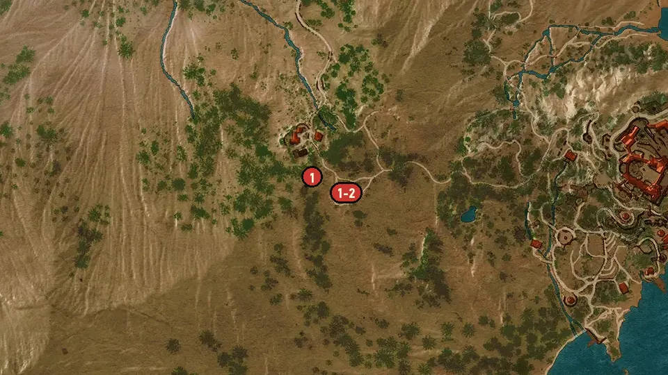 Map of the Vintner's Contract: Duchaton Crest objectives around Rioux-Cannes Outpost