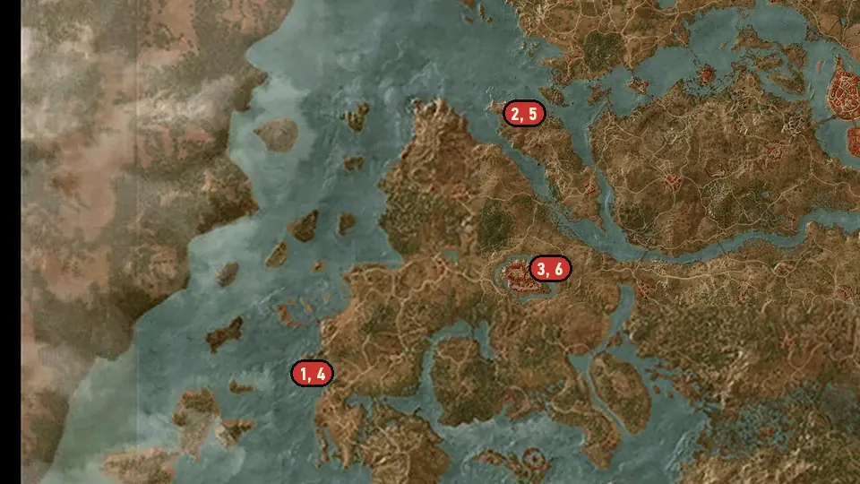 Map of the Scavenger Hunt: Griffin School Gear Upgrade Diagrams - Part 1 objectives around Condyle, Ursten, Burned Ruins