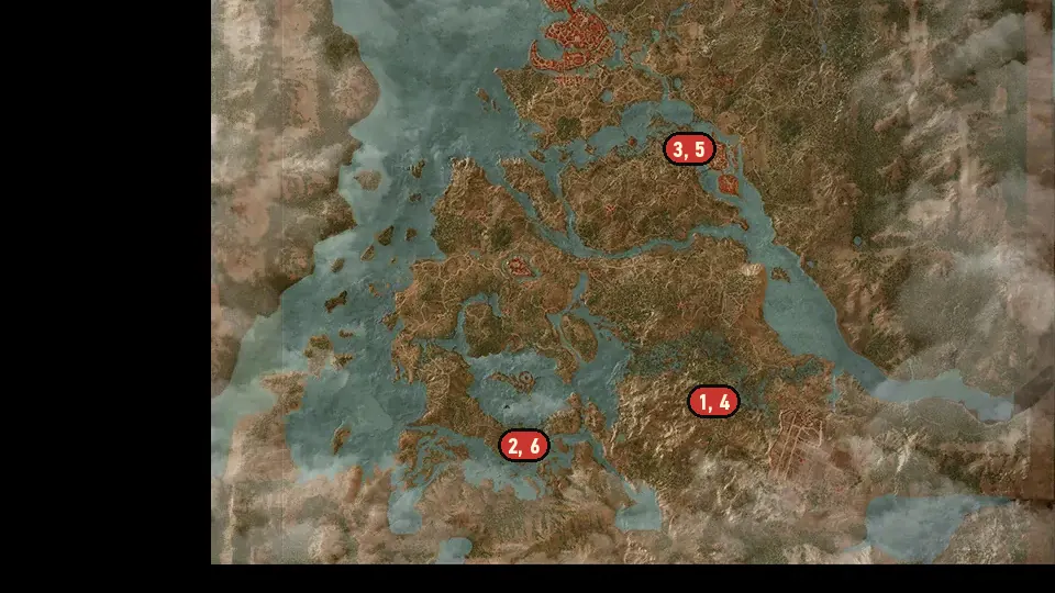 Map of the Scavenger Hunt: Griffin School Gear Upgrade Diagrams - Part 2 objectives around Crossroads, Frischlow, White Eagle Fort
