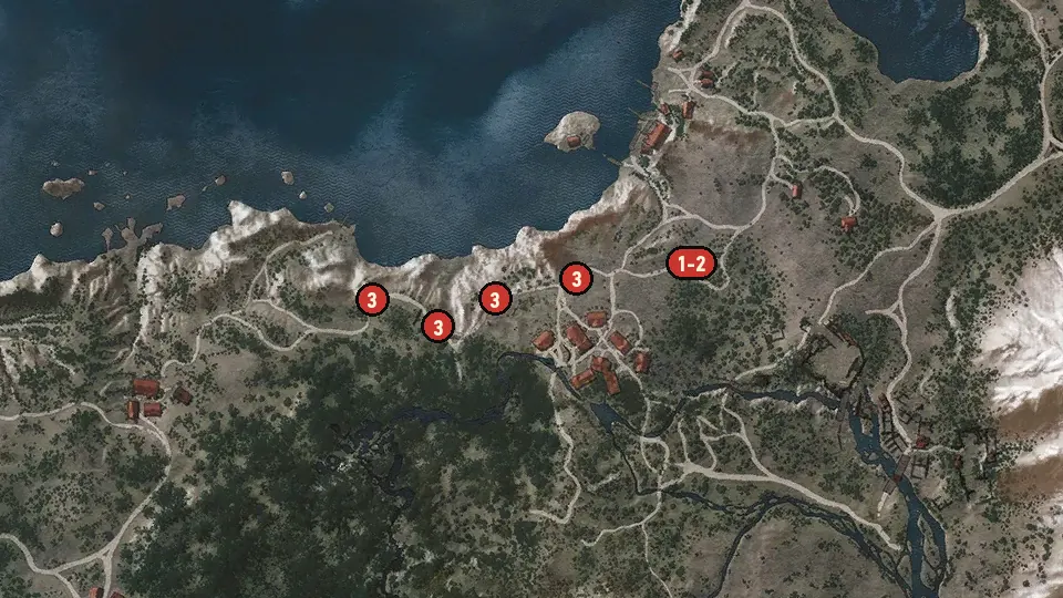 Map of the The Heroes' Pursuits: Fayrlund objectives around Fayrlund