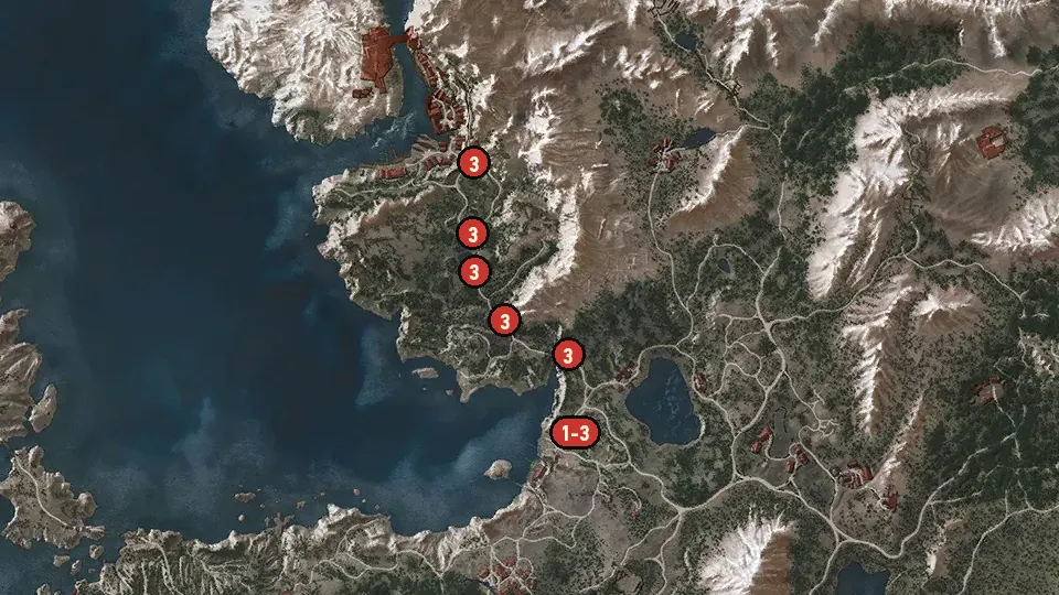 Map of the The Heroes' Pursuits: Kaer Trolde objectives around Rannvaig