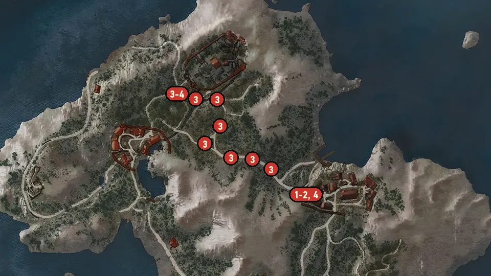 Map of the The Heroes' Pursuits: For the Goddess' Glory! objectives around Larvik