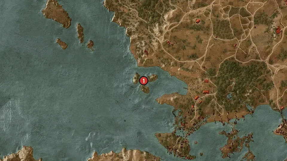 Map of the Coast of Wrecks objectives around Widows' Grotto