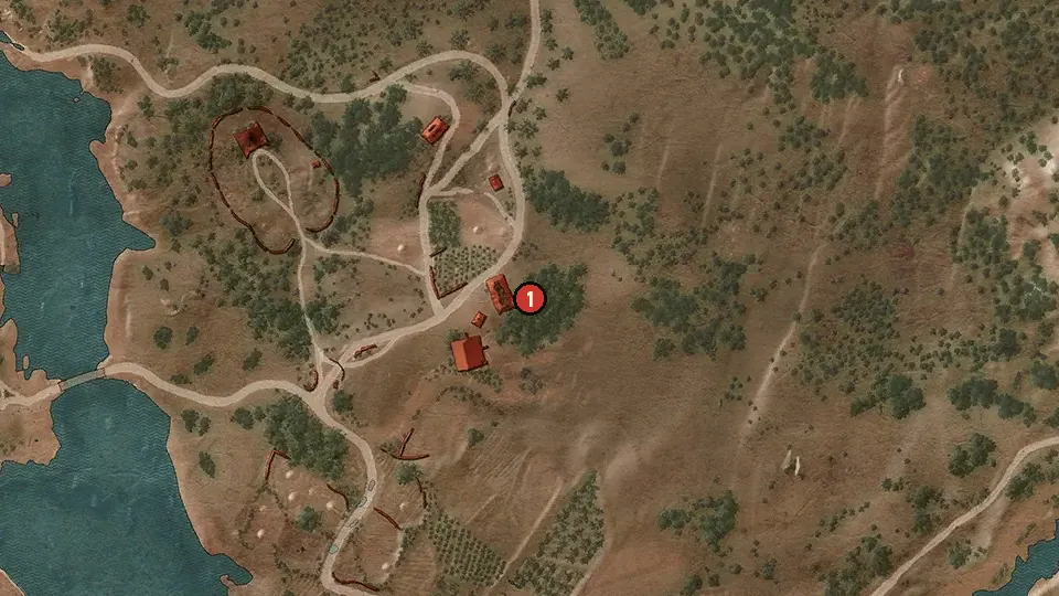 Map of the Temerian Valuables objectives around Mill