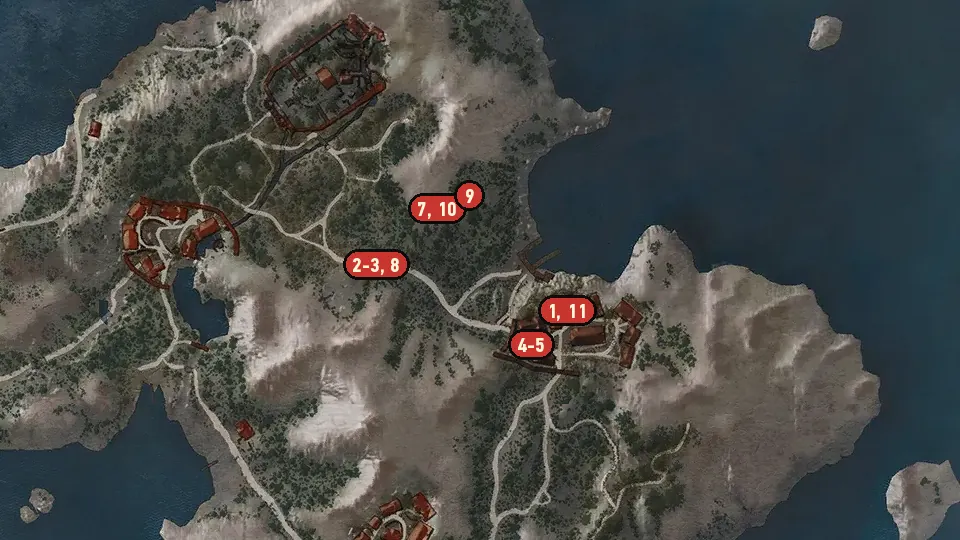 Map of the Contract: Strange Beast objectives around Larvik, Freya's Garden