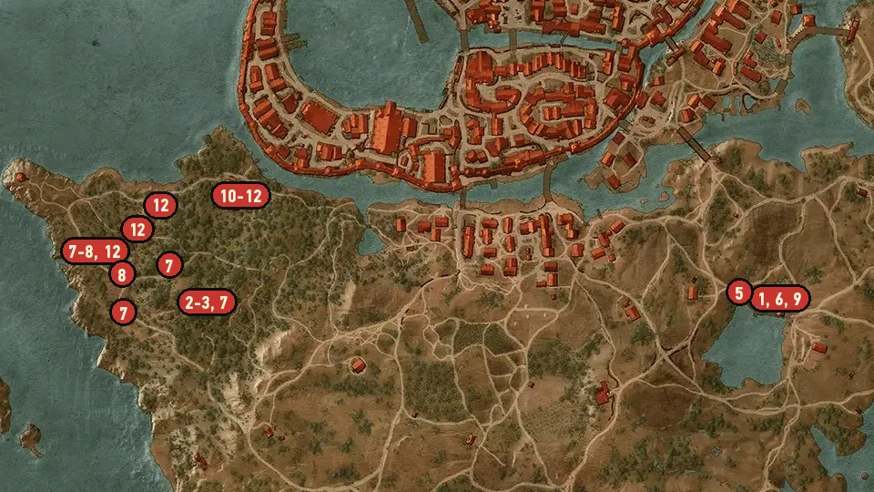 Map of the Contract: Lord of the Wood objectives around Loggers' Hut, Cunny of the Goose, Lighthouse