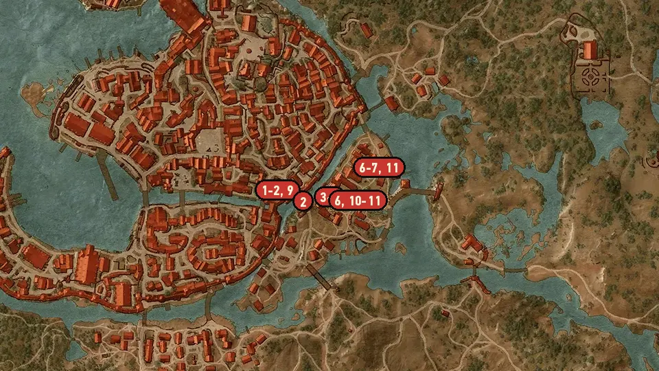 Map of the Contract: An Elusive Thief objectives around Tretogor Gate, Southern Gate