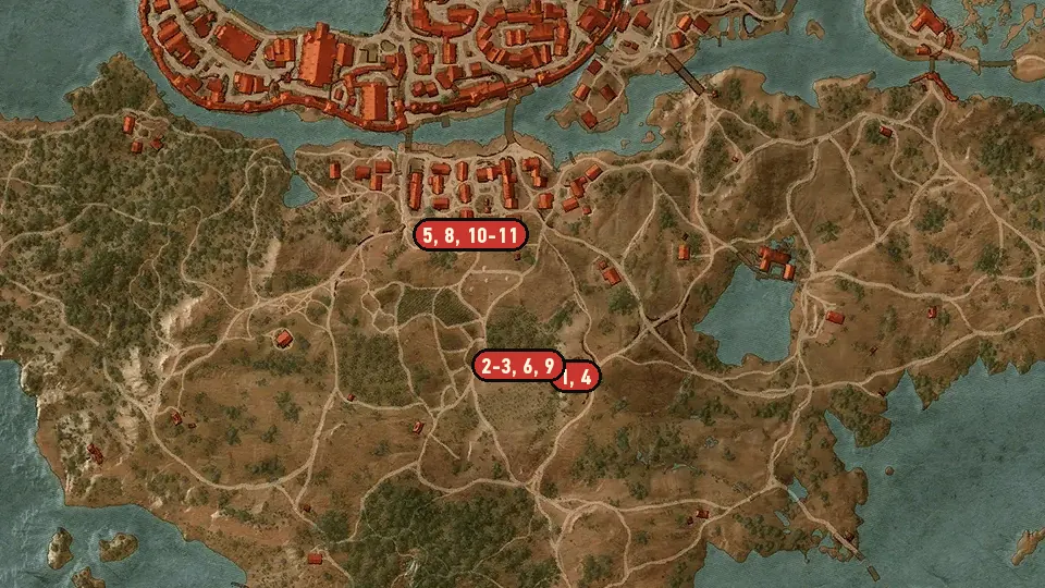 Map of the Contract: The White Lady objectives around Drahim Castle, Portside Gate, Glory Gate