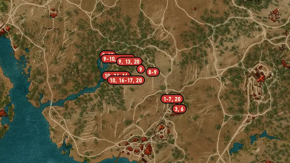 Map of the Contract: The Tufo Monster objectives around Flovive, Dun Tynne Castle
