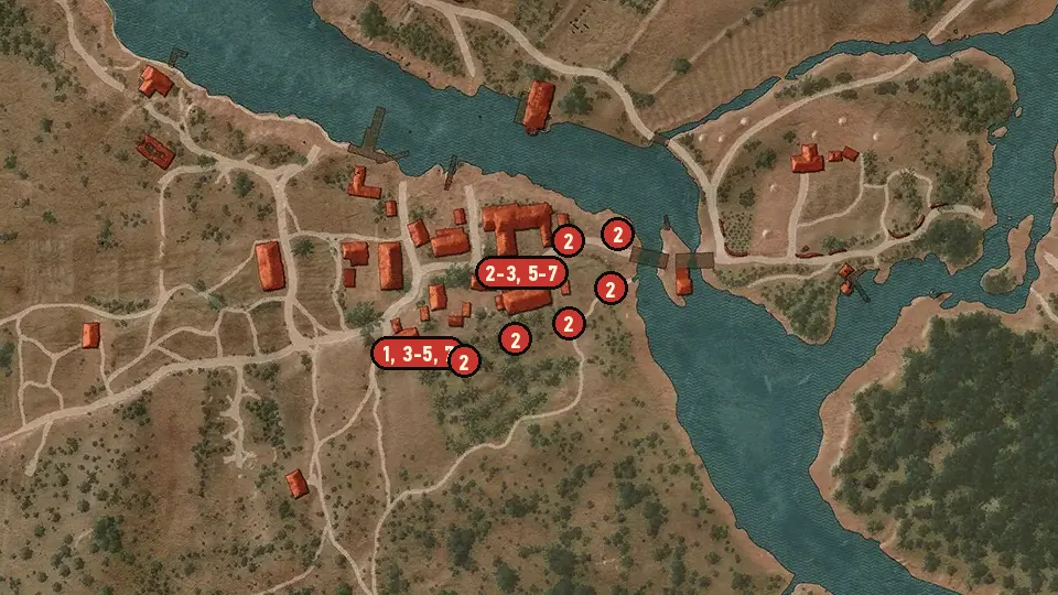 Map of the Twisted Firestarter objectives around Woesong Bridge