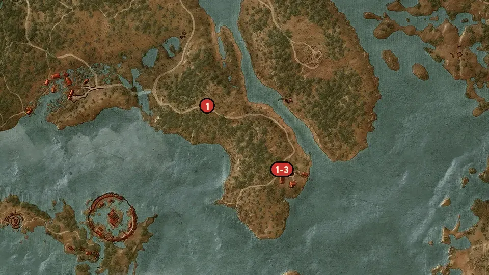 Map of the A Dog's Life objectives around Drudge