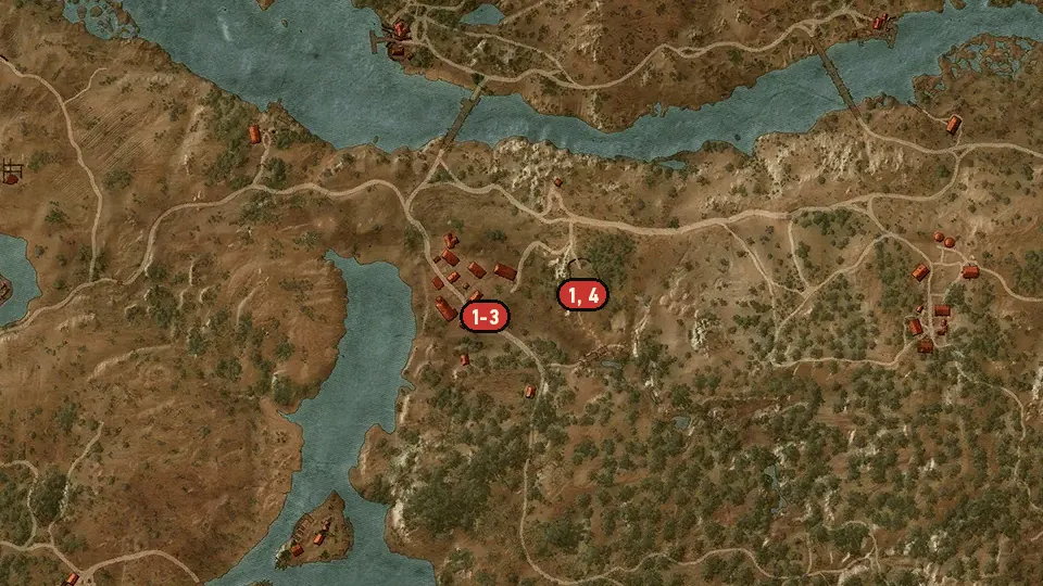 Map of the Witcher Wannabe objectives around Lindenvale