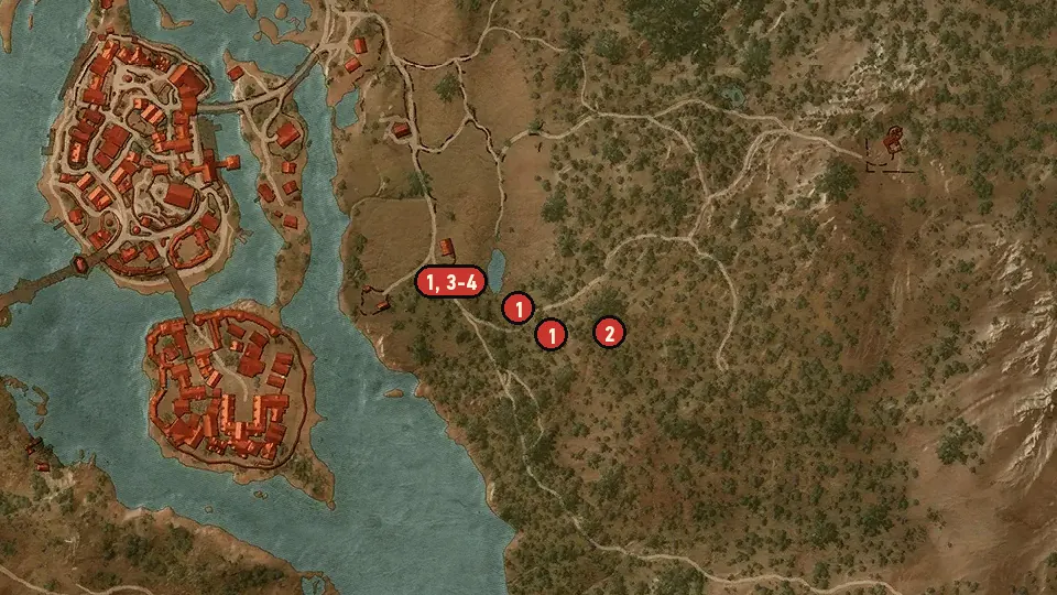 Map of the Spooked Mare objectives around Crossroads