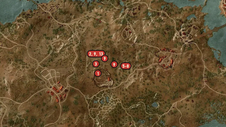 Map of the In the Eternal Fire's Shadow objectives around Devil's Pit, Hanged Man's Tree