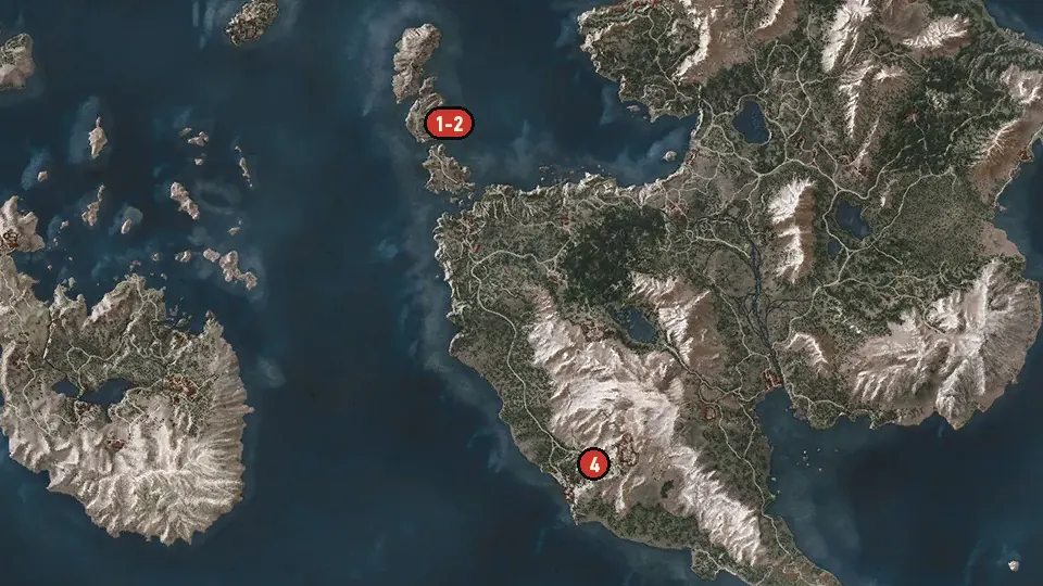 Map of the A Hallowed Horn objectives around Eldberg Lighthouse, Holmstein's Port