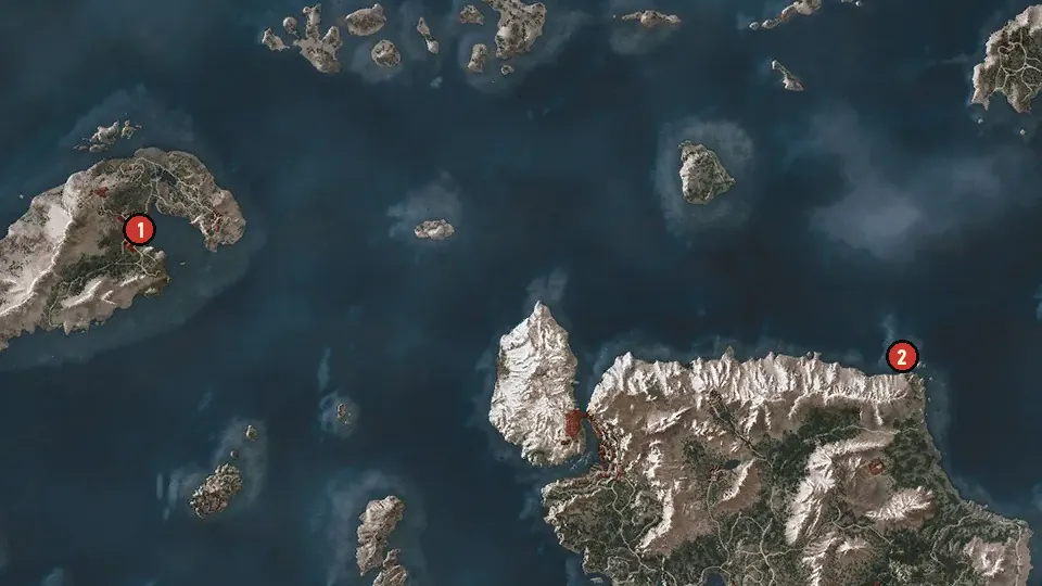 Map of the Finders Keepers objectives around Svorlag, Giants' Toes