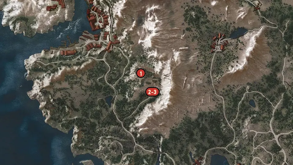 Map of the Peace Disturbed objectives around Crossroads, Kaer Trolde Harbor