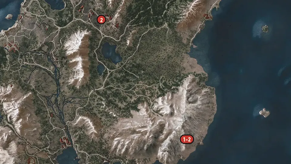 Map of the The Sad Tale of the Grossbart Brothers objectives around Grotto, Blandare