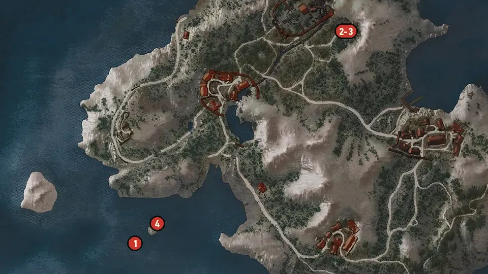 Map of the Taken as a Lass objectives around Isolated Hut, Freya's Garden