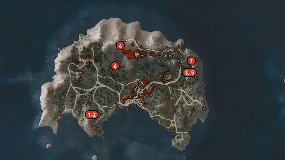 Map of the The Path of Warriors objectives around Trail to Yngvar's Fang, Bay Of Winds, Yngvar's Fang