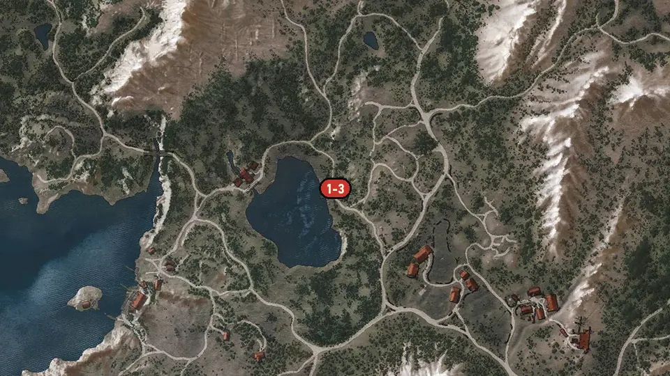 Map of the An Unpaid Debt objectives around Miners' Camp