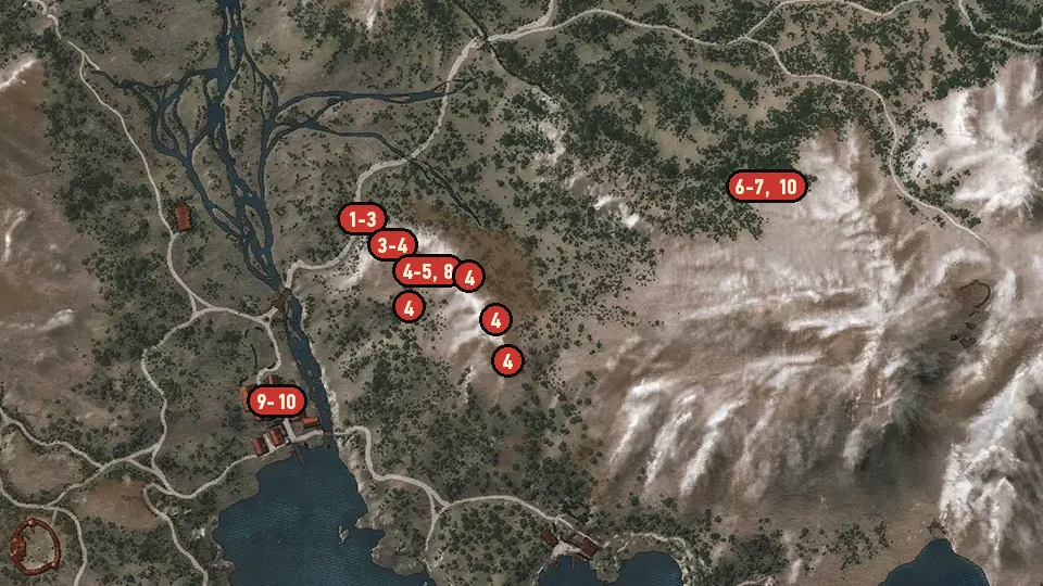 Map of the Contract: Skellige's Most Wanted objectives around Fyresdal, Distillery