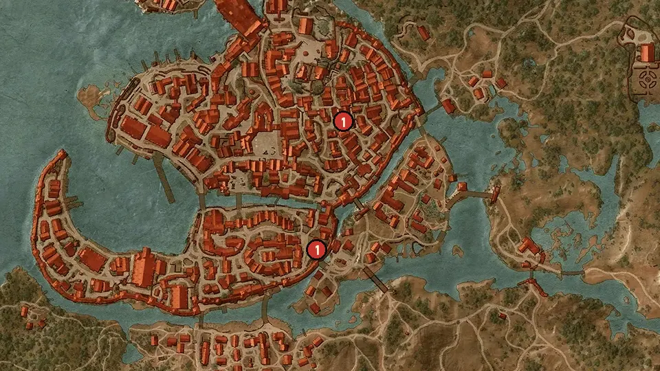 Map of the The Nobleman Statuette objectives around Hierarch Square