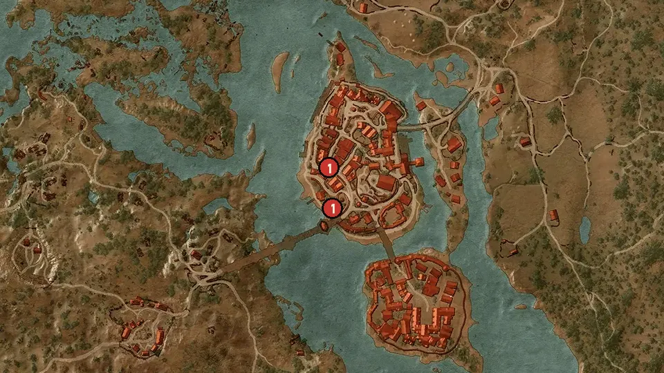 Map of the Rough Neighborhood objectives around Oxenfurt Harbor
