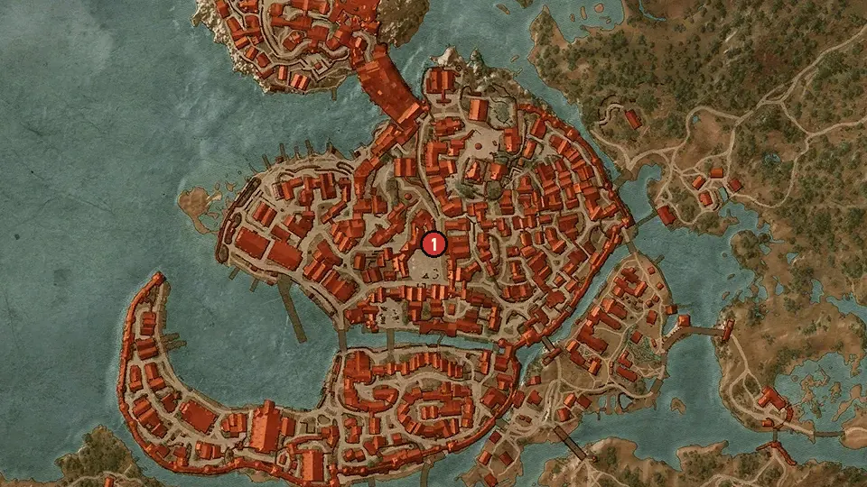 Map of the Message from an Old Friend objectives around Hierarch Square