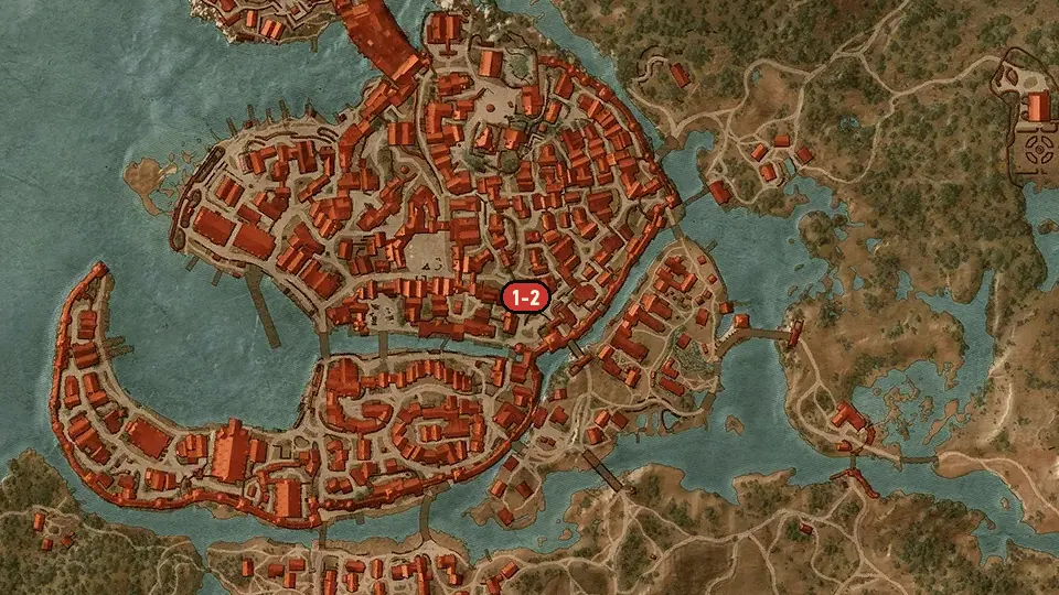 Map of the A Tome Entombed objectives around Hierarch Square