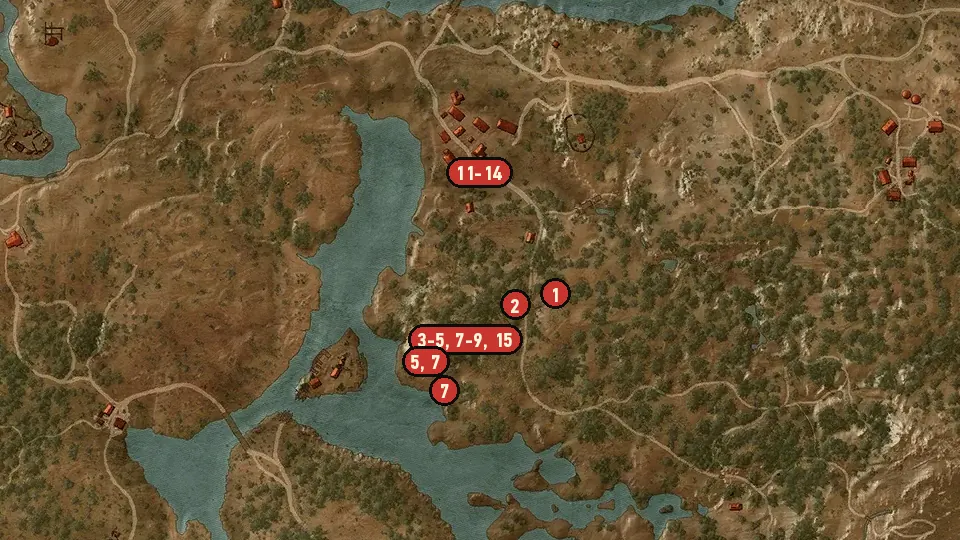 Map of the Contract: Mysterious Tracks objectives around Lindenvale, Bandits' Camp
