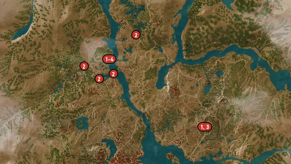 Map of the Big Feet to Fill objectives around Ardaiso Quarry, Fox Hollow, Prophet Lebioda Statue