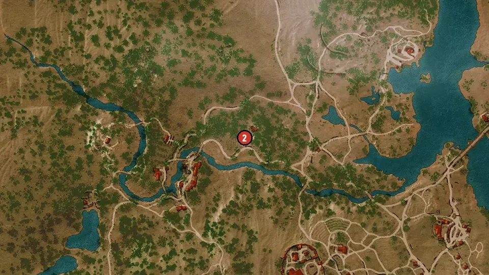 Map of the The Curse of Carnarvon objectives around Fox Hollow