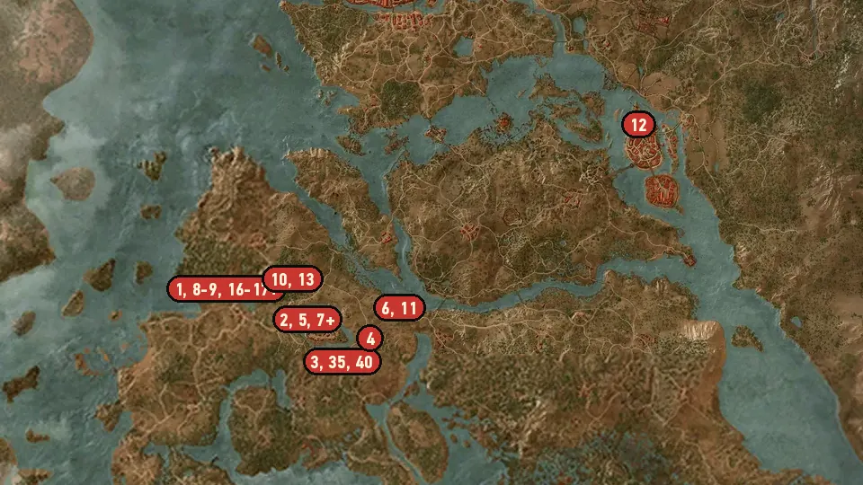 Map of the Family Matters objectives around Castle Village, Blackbough, Burned Ruins