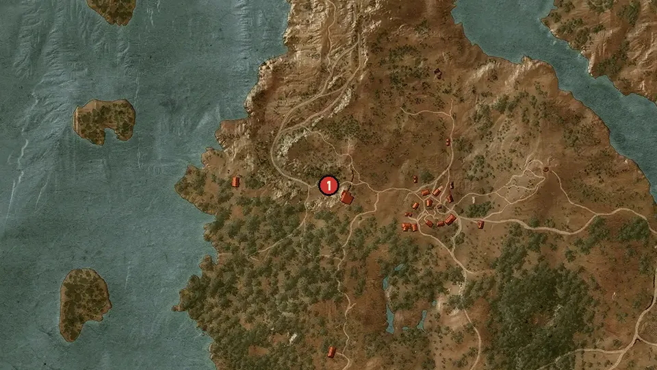 Map of the Ciri's Story: The Race objectives around Abandoned Tower