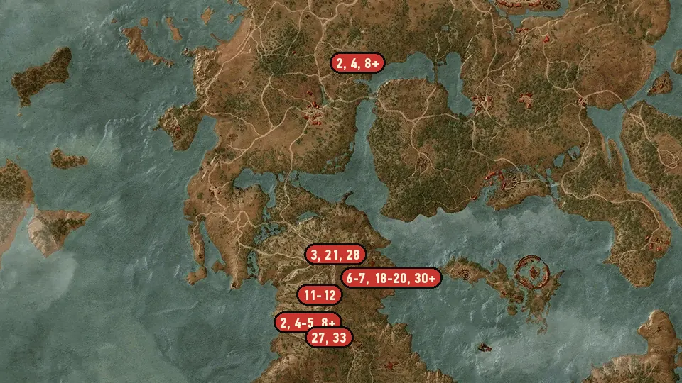 Map of the Wandering in the Dark objectives around Byways, Forest Hut, Duén Hen