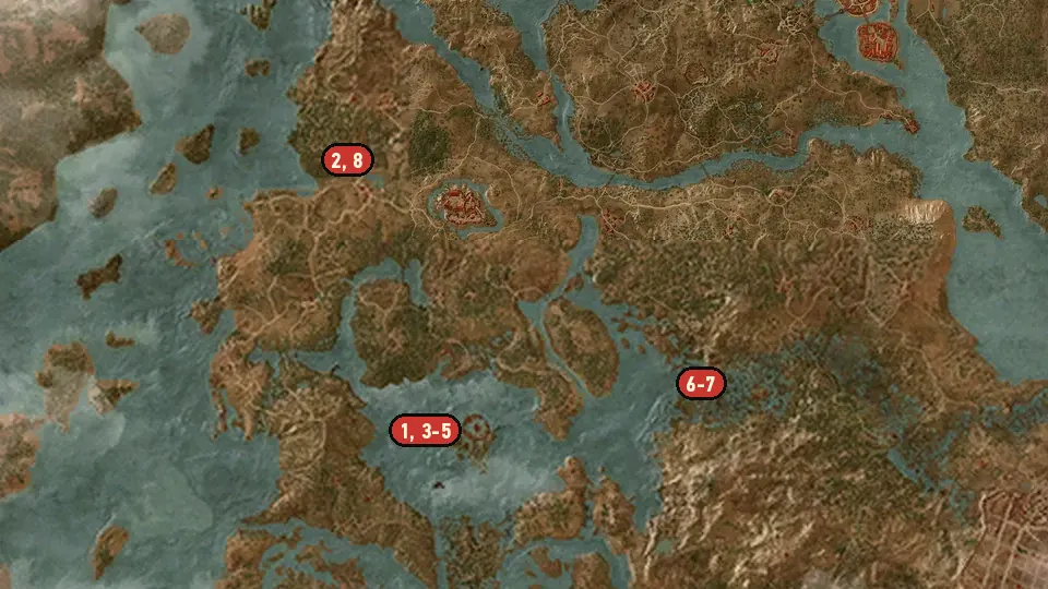 Map of the Forefathers' Eve objectives around Fyke Isle, Blackbough, The Orphans of Crookback Bog